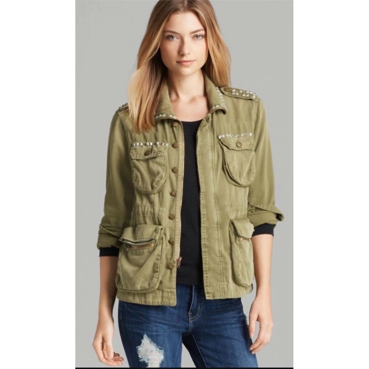 Women's Current/ Elliot The Studded Lone Soldier Jacket Size 1 / Small $378 Nwot